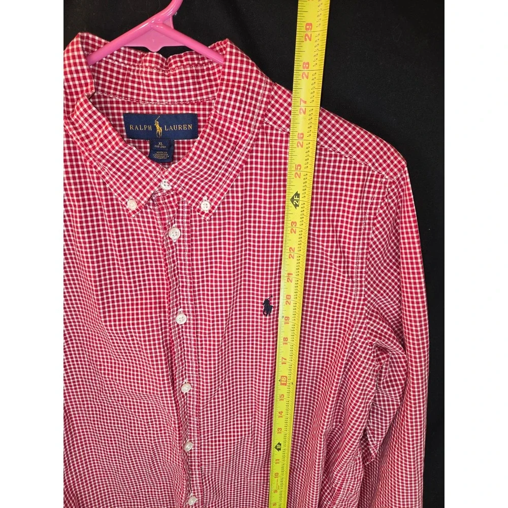 Ralph Lauren Red Gingham Check Button Down Shirt Kids‎ XL (18-20) Cotton